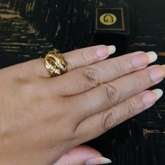 Gorgeous diamond ring 18k yellow gold from Belgium - Picture 6 of 8